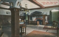 Lobby, Elks Club House, San Bernardino California Postcard Postcard Postcard