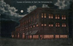 Chamber of Commerce by Night, San Bernardino California Postcard Postcard Postcard