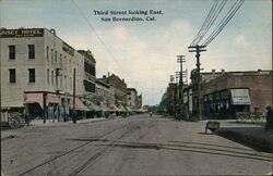 Third Street Looking East, San Bernardino California Postcard Postcard Postcard