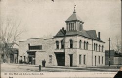 City Hall and Library, Spencer Postcard