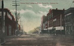 Chestnut Street Looking South from Second St., Seymour Postcard