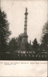 Soldiers and Sailors Monument, Mount Hope Cemetery, Logansport Indiana Postcard Postcard Postcard