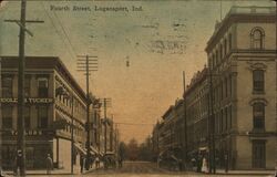 Fourth Street, Logansport Indiana Postcard Postcard Postcard