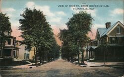 View of First St. from Corner of Oak, Evansville Postcard