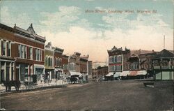 Main Street Looking West, Warren Illinois Postcard Postcard Postcard