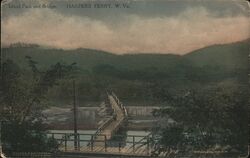 Island Park and Bridge, Harpers Ferry Postcard