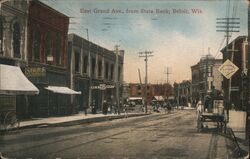 East Grand Ave, from State Bank, Beloit Postcard