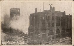 Ruins of Times Bldg, Los Angeles Postcard