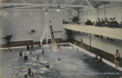 Interior of Bath House, Santa Barbara Postcard