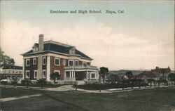 Residence and High School, Napa California Postcard Postcard Postcard