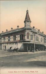 Corner Main & First Streets, Napa Postcard