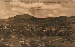 General View of Calistoga showing Mt. St. Helena California Postcard Postcard Postcard