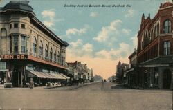 Looking East on Seventh Street, Hanford California Postcard Postcard Postcard