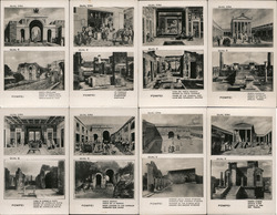 Set of 16: Pompeii Views of Ruins Before & After Eruption of Vesuvius Postcard