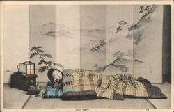 Japanese Child Asleep, "Good Night" Postcard