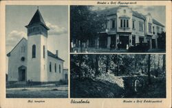 Bácsalmás Hungary - Ref. templom, Apponyi-tér, Teleki-park Postcard