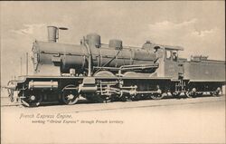 French Express Engine, Orient Express Postcard