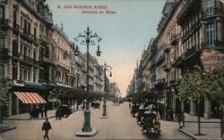 Buenos Aires Avenida de Mayo c1910 Postcard