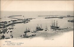 Málaga, El Puerto y La Farola Postcard