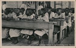 Suriname. School in het boschnegerdorp Ganzee Postcard