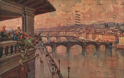 View from Grand Hotel, Firenze, Ponte Santa Trinita Florence, Tuscany Italy De Gopal Postcard Postcard Postcard