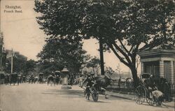 Shanghai French Bund Street Scene c1905 Postcard