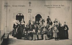 Jerusalem. Hospice St. Vincent de Paul. Groupe d'aveugles. Postcard