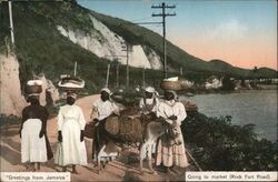 Jamaica Women Going to Market Rock Fort Road Postcard