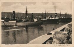 Haifa Harbour, Palestine, Ships Docked Postcard