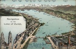 Navigation on the Lake of Zurich Switzerland Postcard Postcard Postcard