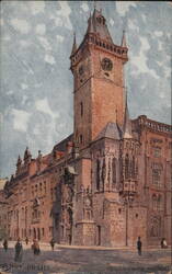 Prague Czechoslovakia Old Town Hall Tower Clock Eastern Europe Postcard Postcard Postcard