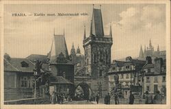 Praha. Karlův most. Malostranské věže. Postcard