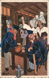 L'Estaminet Normand - Normandy Tavern Scene Postcard