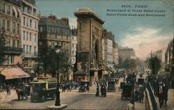 Paris Porte Saint-Denis Arch and Boulevard Postcard