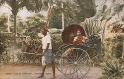 Tamil Lady in Rickshaw, Colombo Ceylon Postcard