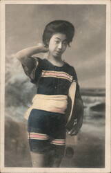 Japanese Woman in Bathing Suit Postcard