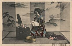 O-Kotosan at her morning toilet Japan Asian Postcard Postcard Postcard