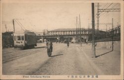 Front Yokohama Station, Japan, Streetcar Postcard