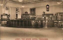 Lobby, The Grand Hotel, Yokohama Japan Postcard Postcard Postcard