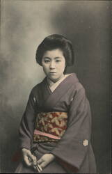 Japanese Woman in Kimono Postcard