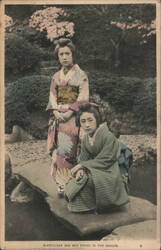 O-Koto-San and Her Friend in the Garden Japan Asian Postcard Postcard Postcard