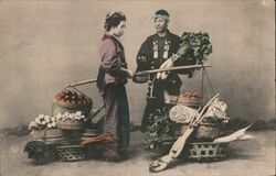 Japanese Vegetable Vendors Postcard