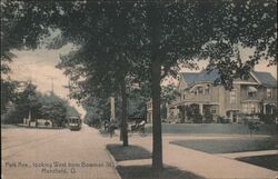 Park Ave., looking West from Bowman St., Mansfield, Ohio Postcard