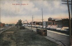 East Street, Dwight, Illinois - Streetcar Postcard