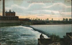 Park Mills and Dam, Marinette, Wisconsin Postcard