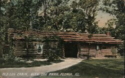 Old Log Cabin, Glen Oak Park, Peoria, Illinois Postcard