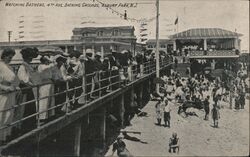 Watching Bathers, 4th Ave. Bathing Grounds, Asbury Park, NJ Postcard