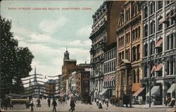 Main Street Looking South, Hartford, Conn. Postcard