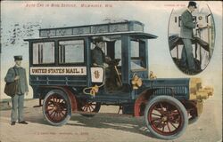 Auto Car in Mail Service, Milwaukee, Wis. Postcard