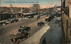 Automobile Row on Farnam Street, Omaha, Nebraska Postcard Postcard Postcard